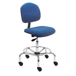 Fabric Chair With Adj.Footring and Chrome Base, 17"-25" H  Single Lever Control